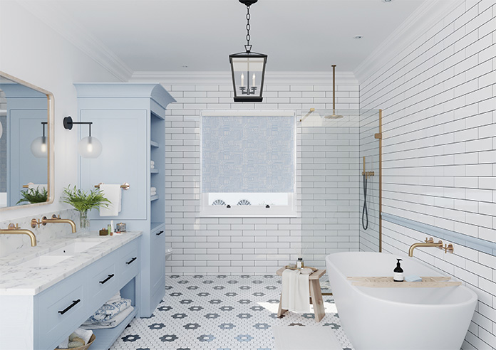 Irregular Tiles, Ice Blue - Twist&Fit Roller Blind - Image 8
